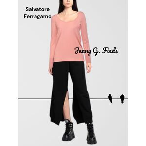 Salvatore Ferragamo 100% Virgin Wool Desert Rose Lightweight LS Sweater Top NWT